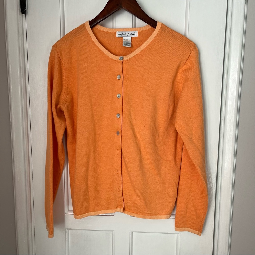 Vintage Stephanie andrews peach cardigan sweater size Medium M
